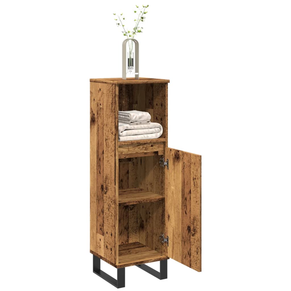vidaXL Bathroom Cabinet Old Wood 30x30x100 cm Engineered Wood