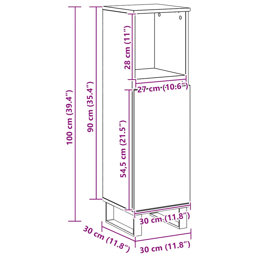 vidaXL Bathroom Cabinet Artisan Oak 30x30x100 cm Engineered Wood