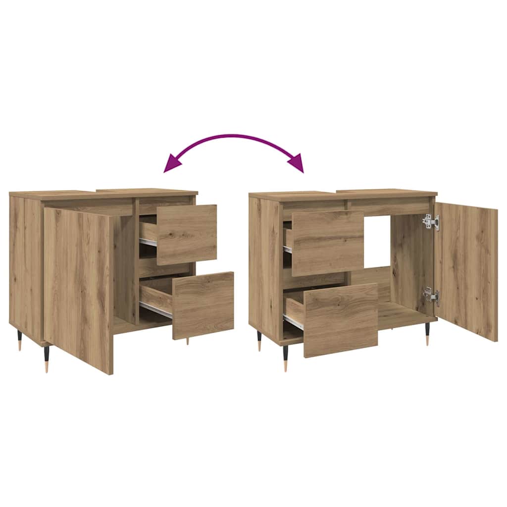 vidaXL Bathroom Cabinet Artisan Oak 65x33x60 cm Engineered Wood