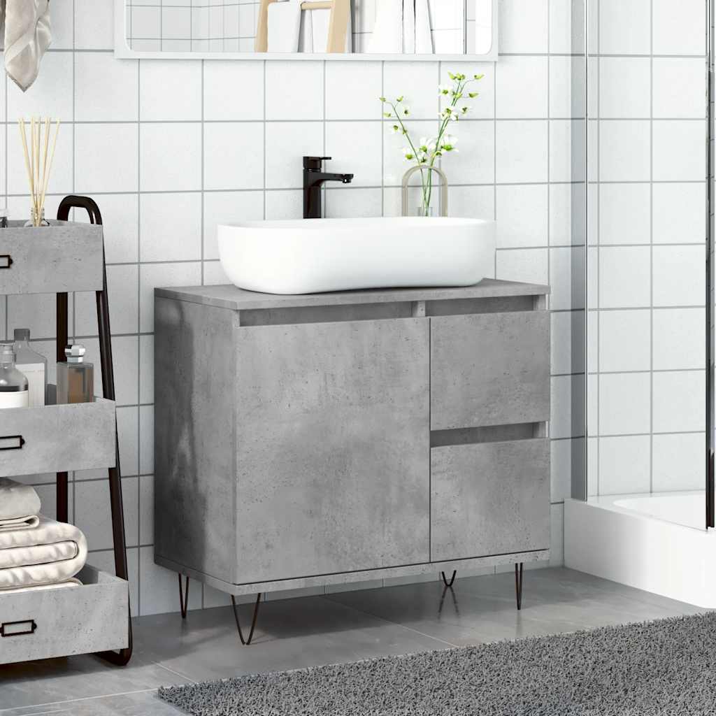 vidaXL Bathroom Sink Cabinet Concrete Grey 65x33x60 cm Engineered Wood