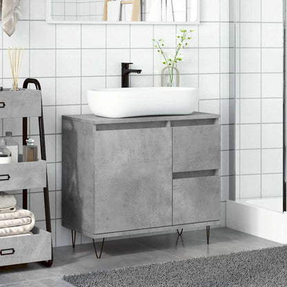 vidaXL Bathroom Sink Cabinet Concrete Grey 65x33x60 cm Engineered Wood