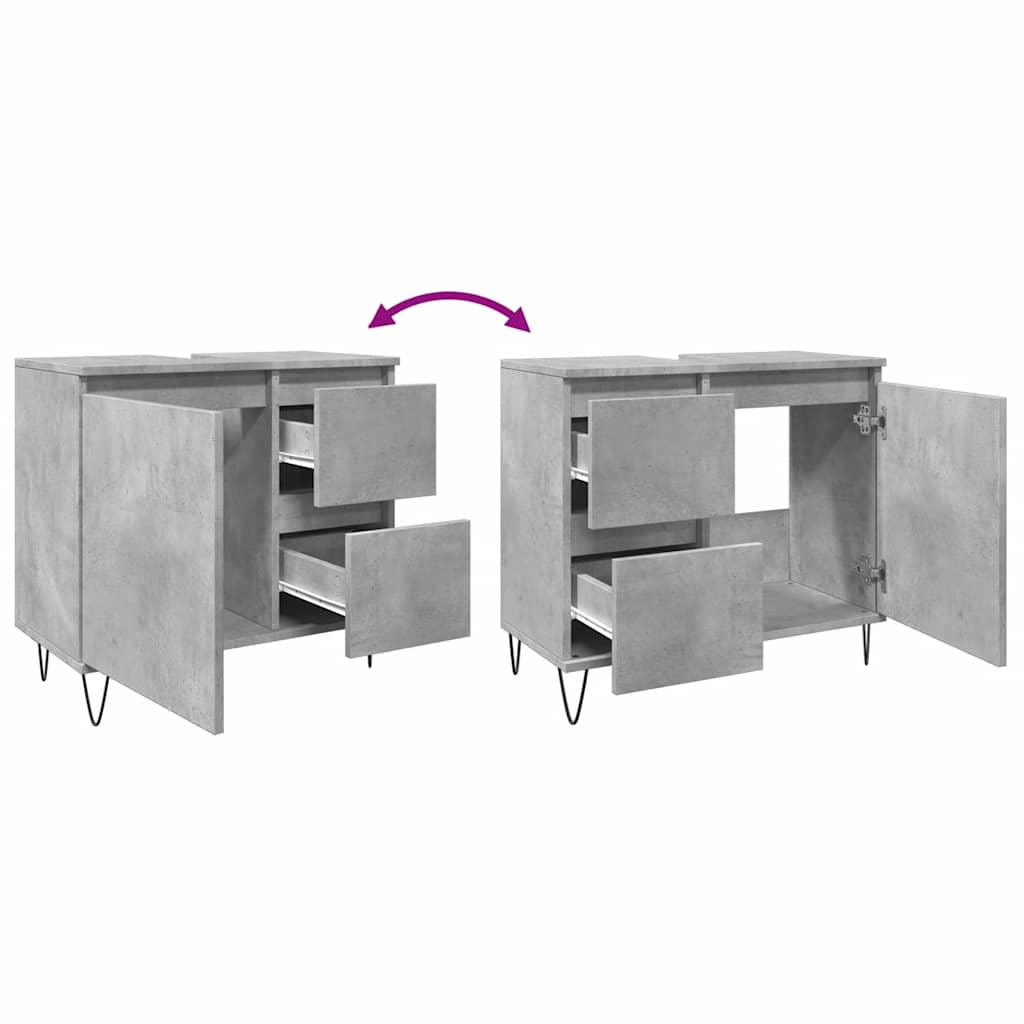 vidaXL Bathroom Sink Cabinet Concrete Grey 65x33x60 cm Engineered Wood