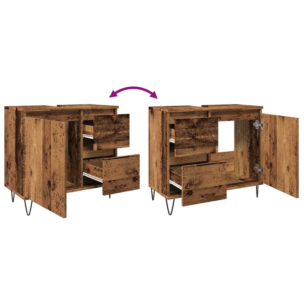 vidaXL Bathroom Sink Cabinet Old Wood 65x33x60 cm Engineered Wood