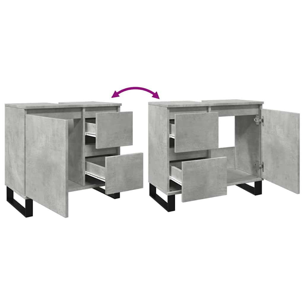 vidaXL Bathroom Sink Cabinet Concrete Grey 65x33x60 cm Engineered Wood