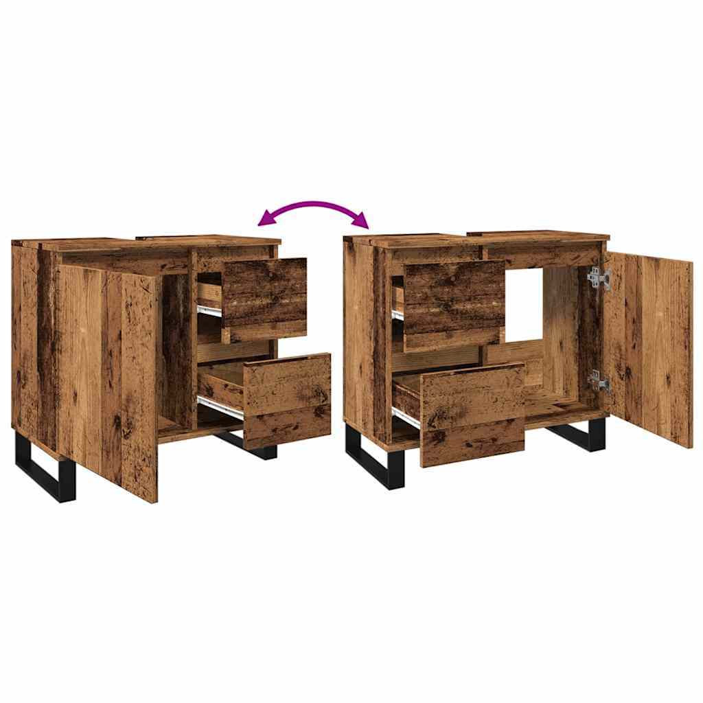 vidaXL Bathroom Sink Cabinet Old Wood 65x33x60 cm Engineered Wood