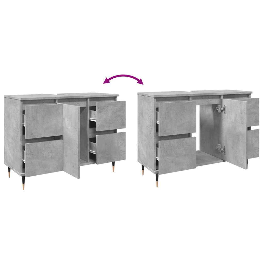 vidaXL Bathroom Cabinet Concrete Grey 80x33x60 cm Engineered Wood