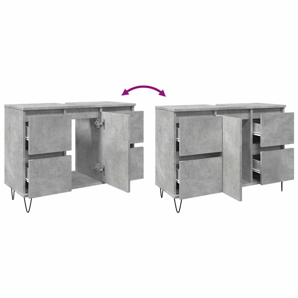 vidaXL Bathroom Cabinet Concrete Grey 80x33x60 cm Engineered Wood