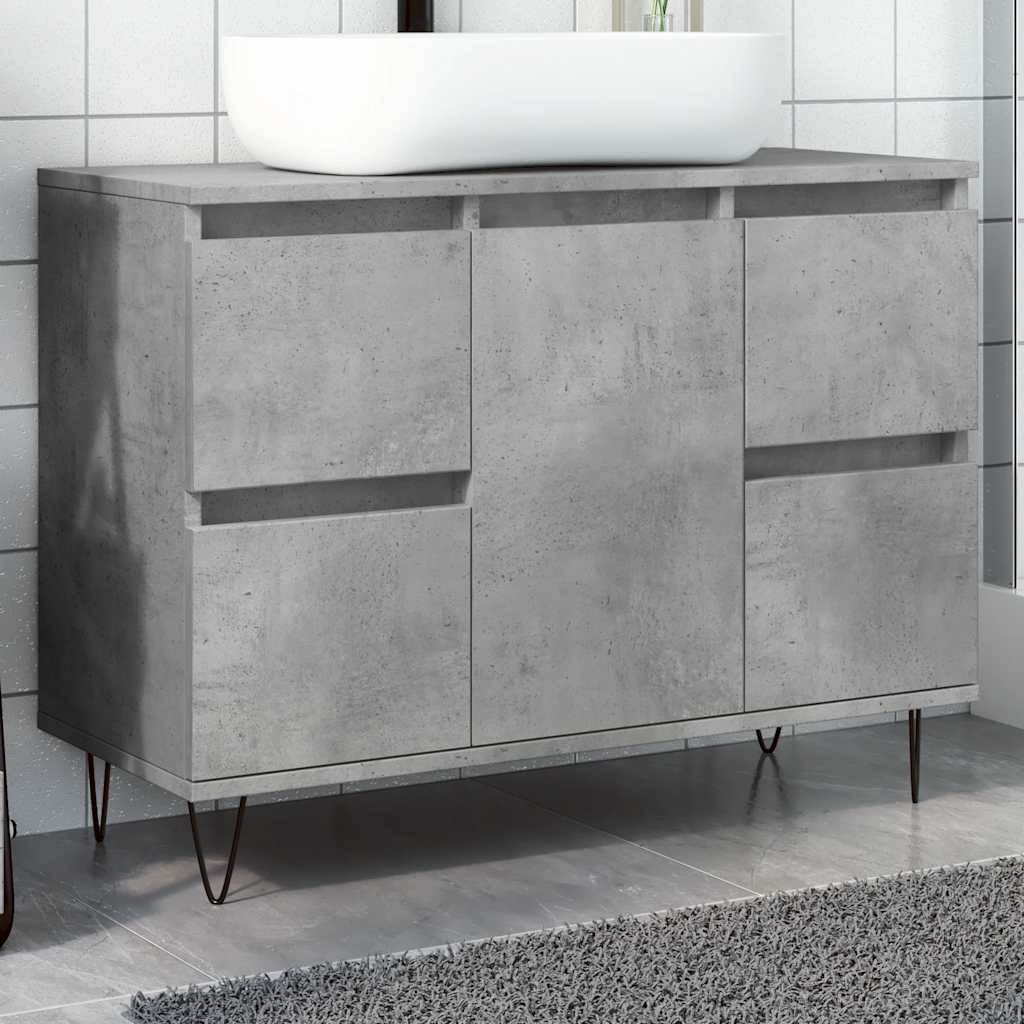 vidaXL Bathroom Cabinet Concrete Grey 80x33x60 cm Engineered Wood