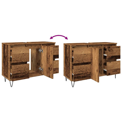 vidaXL Bathroom Cabinet Old Wood 80x33x60 cm Engineered Wood
