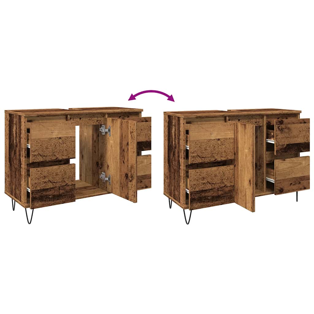 vidaXL Bathroom Cabinet Old Wood 80x33x60 cm Engineered Wood