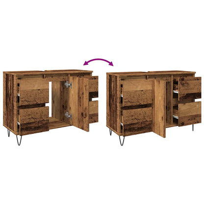 vidaXL Bathroom Cabinet Old Wood 80x33x60 cm Engineered Wood
