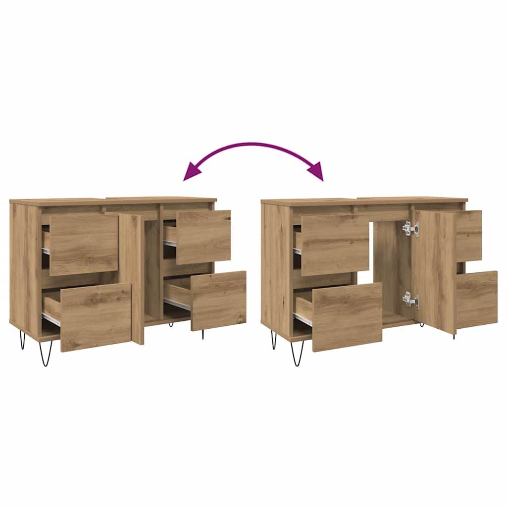 vidaXL Bathroom Cabinet Artisan Oak 80x33x60 cm Engineered Wood