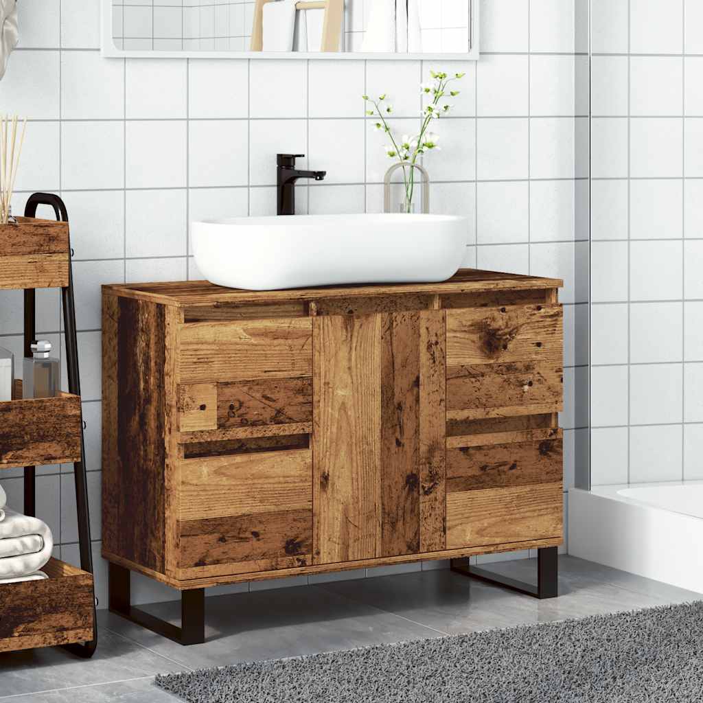 vidaXL Bathroom Sink Cabinet Old Wood 80x33x60 cm Engineered Wood