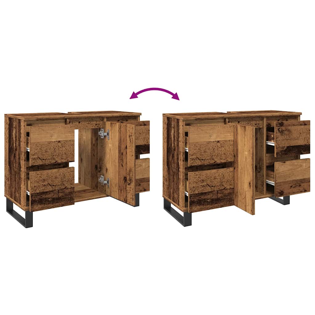vidaXL Bathroom Sink Cabinet Old Wood 80x33x60 cm Engineered Wood