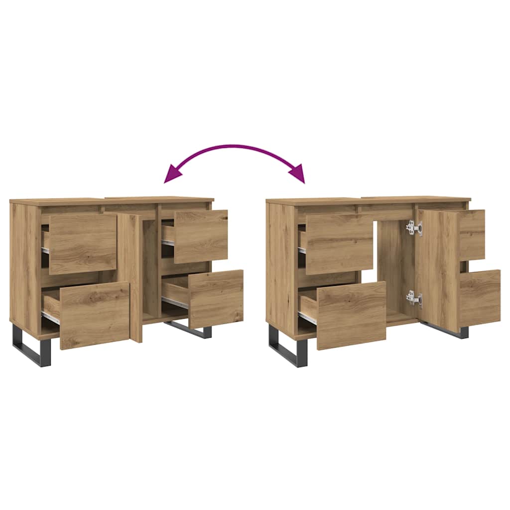 vidaXL Bathroom Sink Cabinet Artisan Oak 80x33x60 cm Engineered Wood