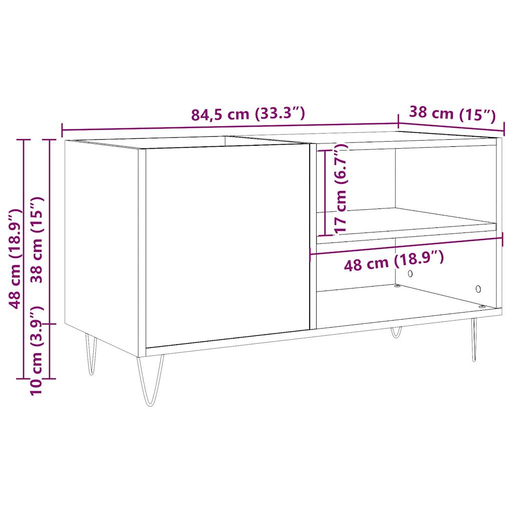 vidaXL Record Cabinet Old Wood 84.5x38x48 cm Engineered Wood