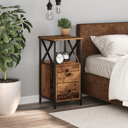 vidaXL Bedside Cabinet Old Wood 34x35,5x70 cm Engineered Wood