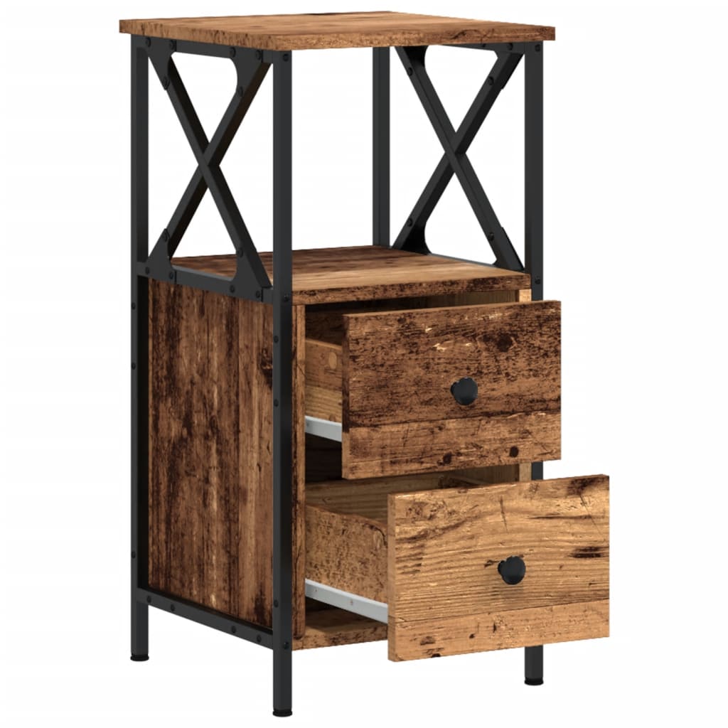 vidaXL Bedside Cabinet Old Wood 34x35,5x70 cm Engineered Wood