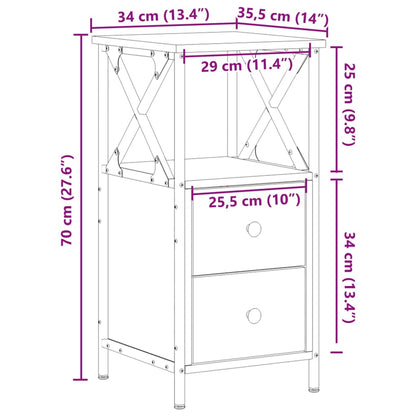 vidaXL Bedside Cabinet Old Wood 34x35,5x70 cm Engineered Wood