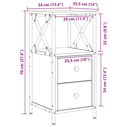 vidaXL Bedside Cabinet Artisan Oak 34x35,5x70 cm Engineered Wood
