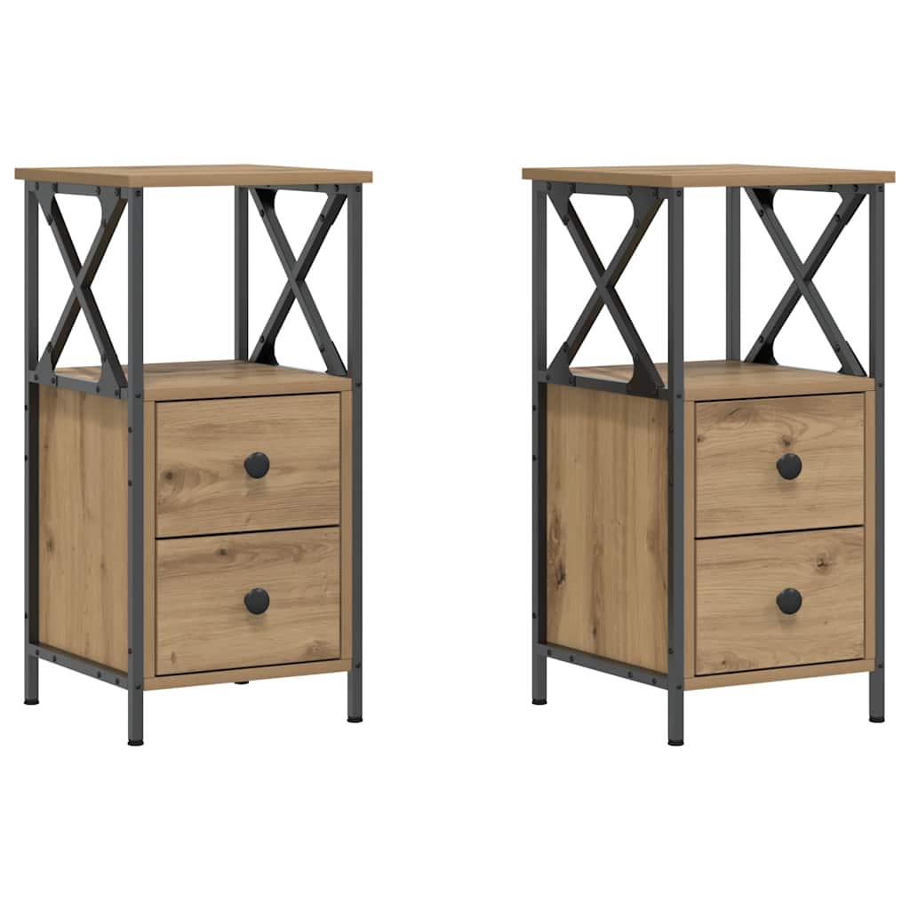 vidaXL Bedside Cabinets 2 pcs Artisan Oak 34x35,5x70 cm Engineered Wood