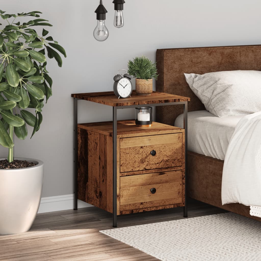 vidaXL Bedside Cabinet Old Wood 44x45x60 cm Engineered Wood