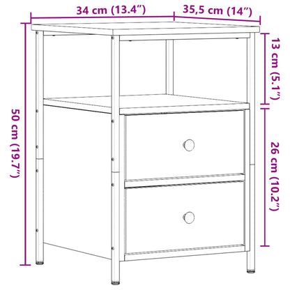 vidaXL Bedside Cabinet Old Wood 34x35.5x50 cm Engineered Wood