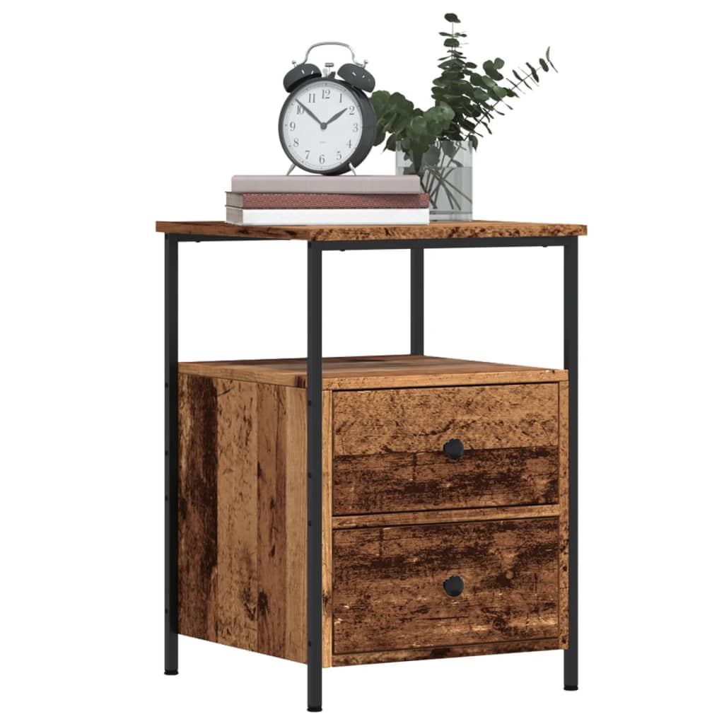vidaXL Bedside Cabinet Old Wood 34x35.5x50 cm Engineered Wood