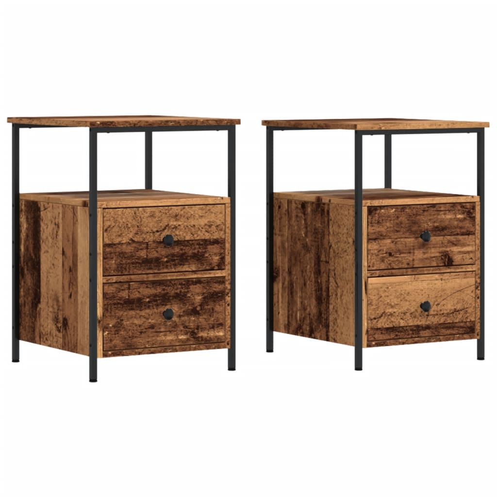 vidaXL Bedside Cabinets 2 pcs Old Wood 34x35.5x50 cm Engineered Wood