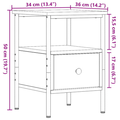 vidaXL Bedside Cabinet Old Wood 34x36x50 cm Engineered Wood