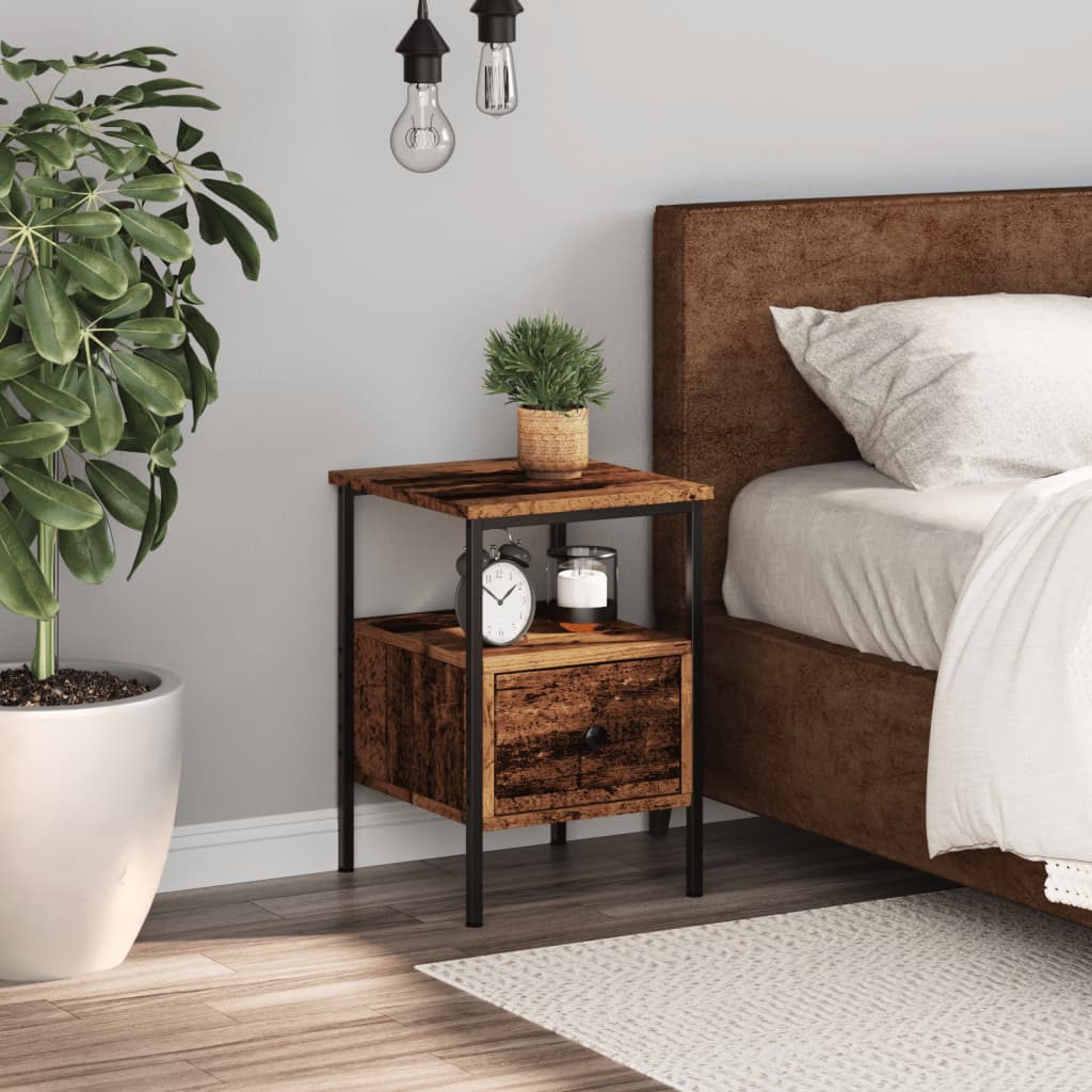 vidaXL Bedside Cabinet Old Wood 34x36x50 cm Engineered Wood