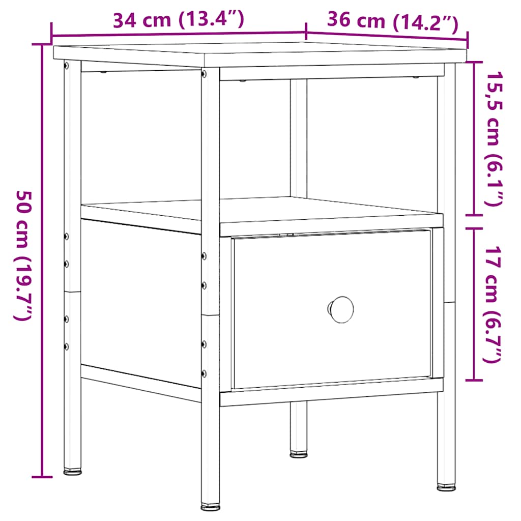 vidaXL Bedside Cabinets 2 pcs Old Wood 34x36x50 cm Engineered Wood