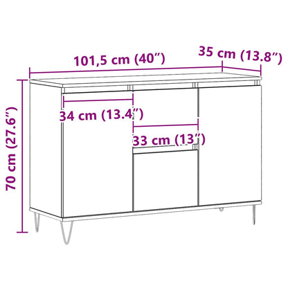 vidaXL Sideboard Artisan Oak 101.5x35x70 cm Engineered Wood