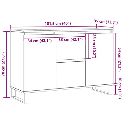 vidaXL Sideboard Old Wood 101.5x35x70 cm Engineered Wood