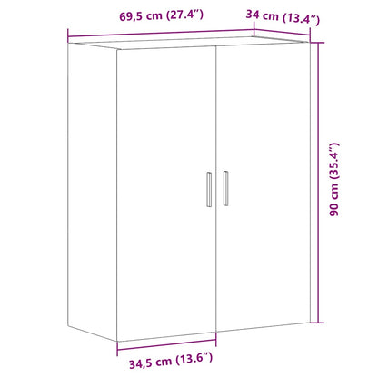 vidaXL Wall Mounted Cabinet Old Wood 69.5x34x90 cm