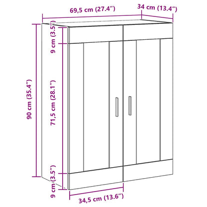 vidaXL Wall Mounted Cabinet Artisian Oak 69.5x34x90 cm Engineered Wood