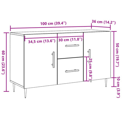 vidaXL Sideboard Old Wood 100x36x60 cm Engineered Wood