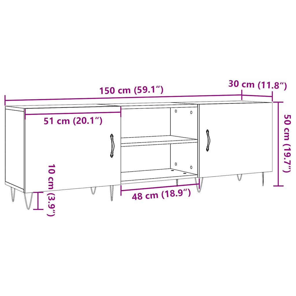 vidaXL TV Cabinet Old Wood 150x30x50 cm Engineered Wood