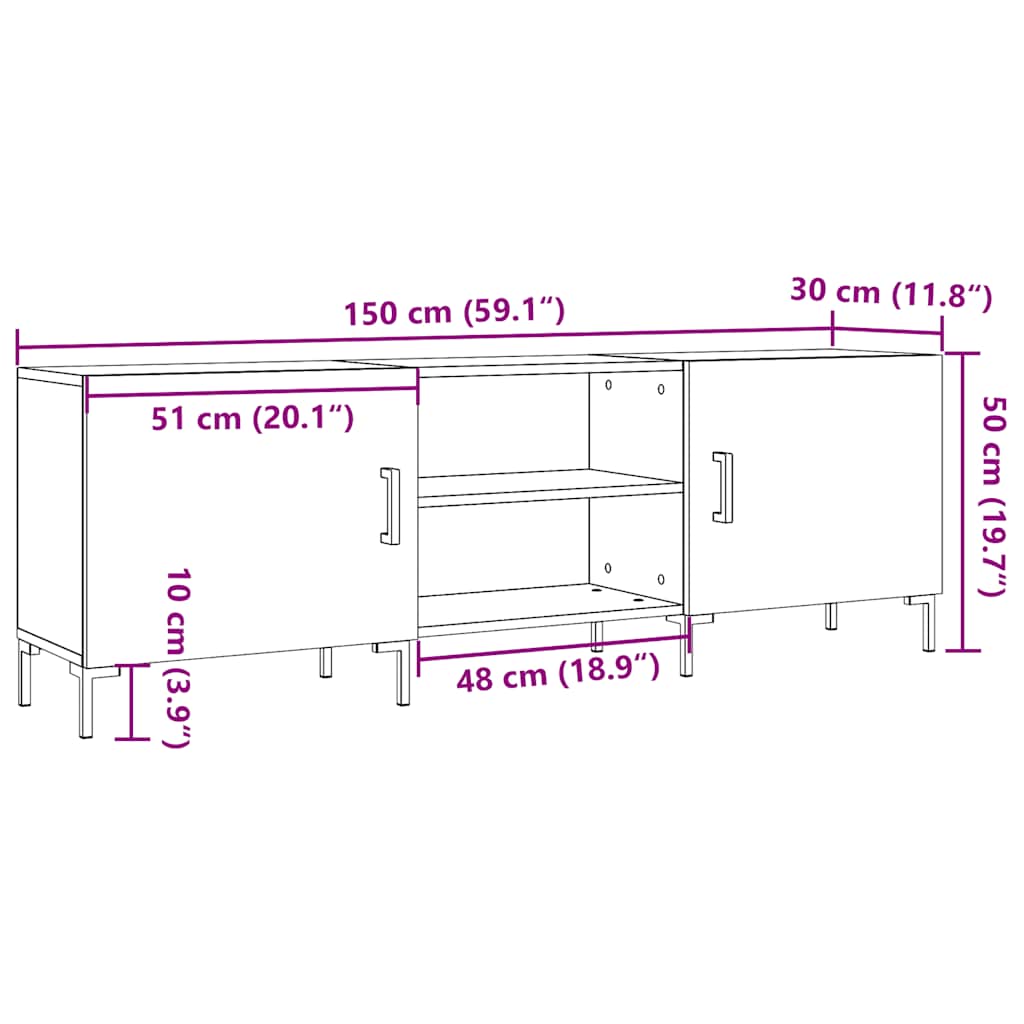 vidaXL TV Cabinet Old Wood 150x30x50 cm Engineered Wood