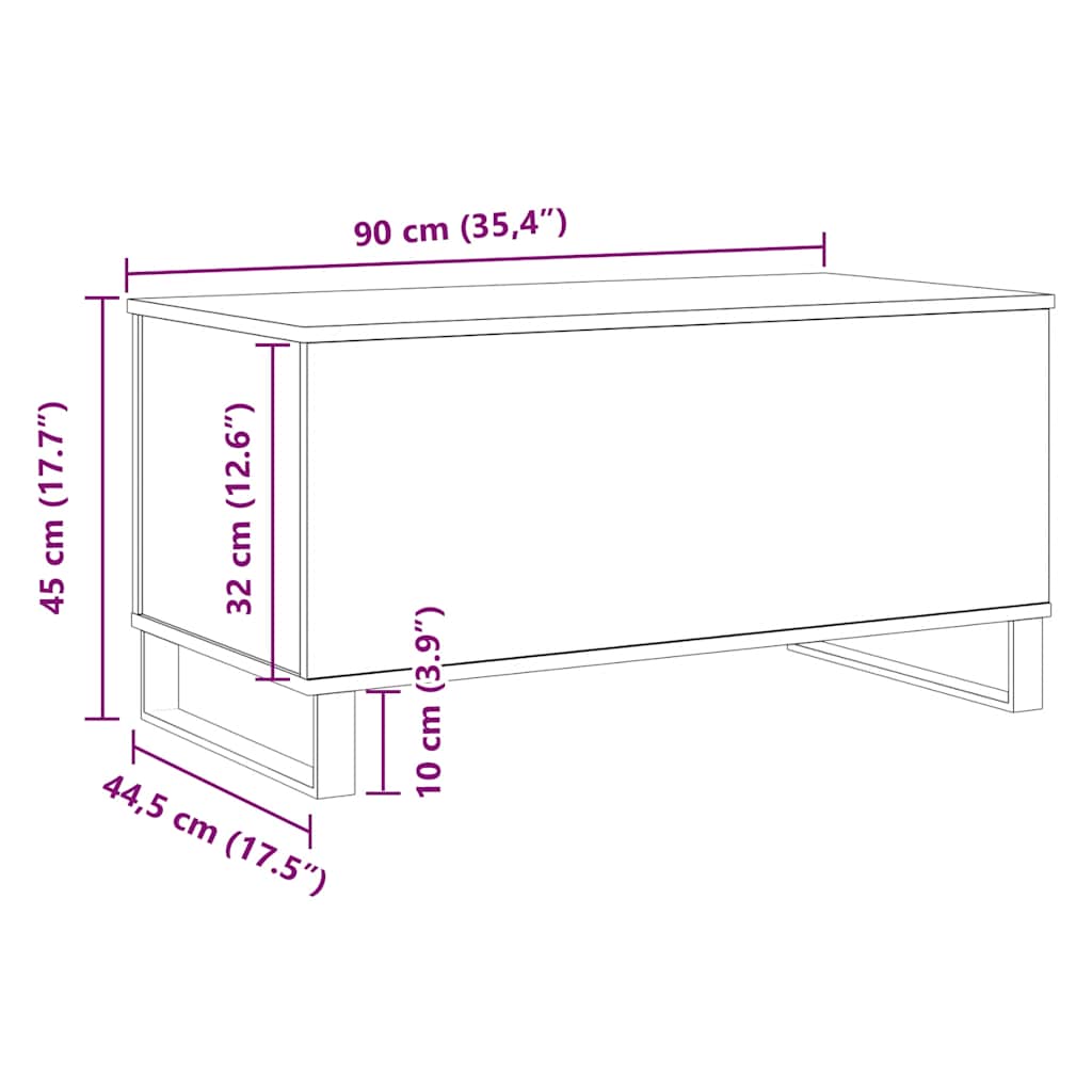 vidaXL Coffee Table Artisan Oak 90x44.5x45 cm Engineered Wood