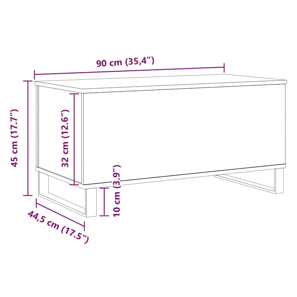 vidaXL Coffee Table Artisan Oak 90x44,5x45 cm Engineered Wood