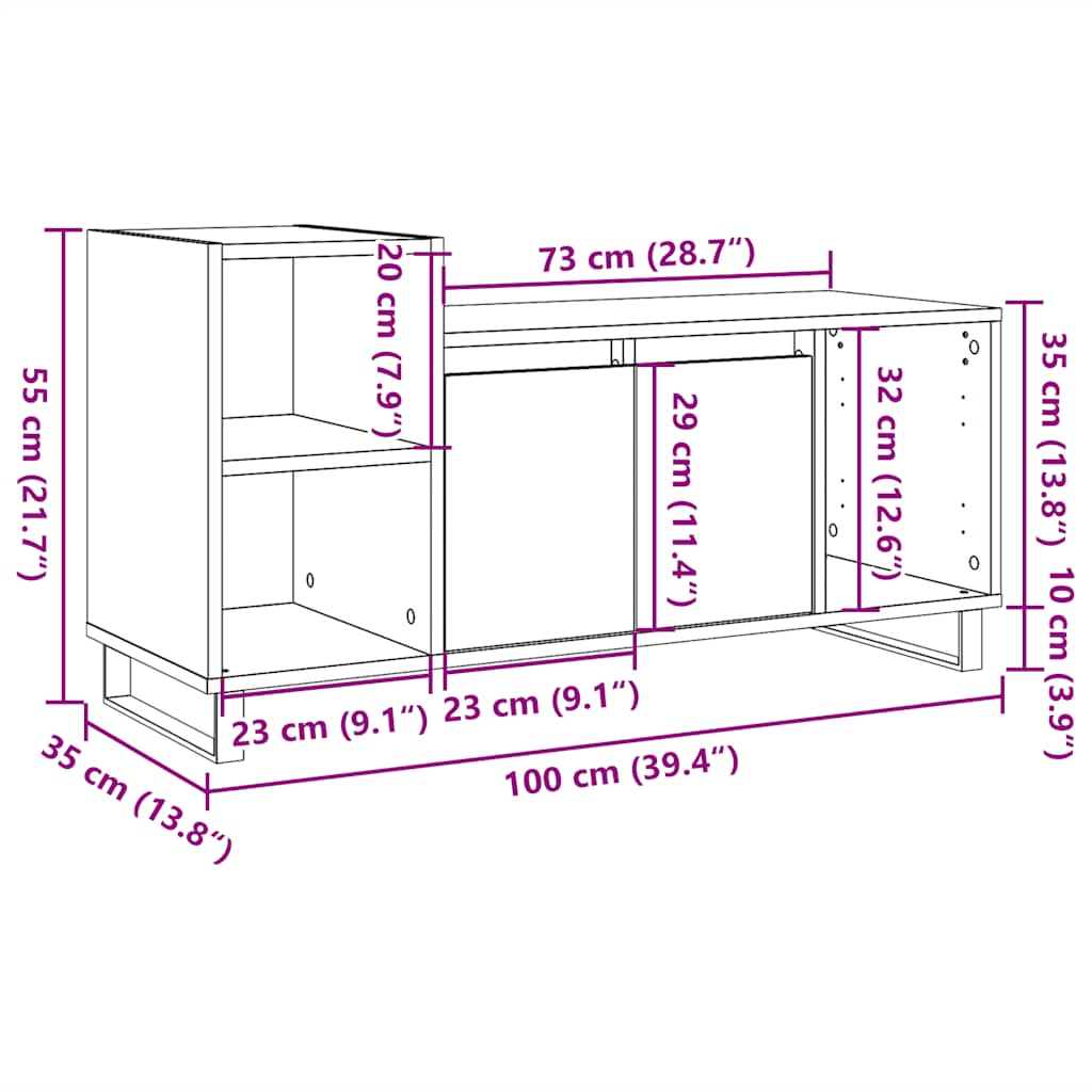 vidaXL TV Cabinet Old Wood 100x35x55 cm Engineered Wood