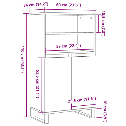 vidaXL Highboard Old Wood 60x36x110 cm Engineered Wood