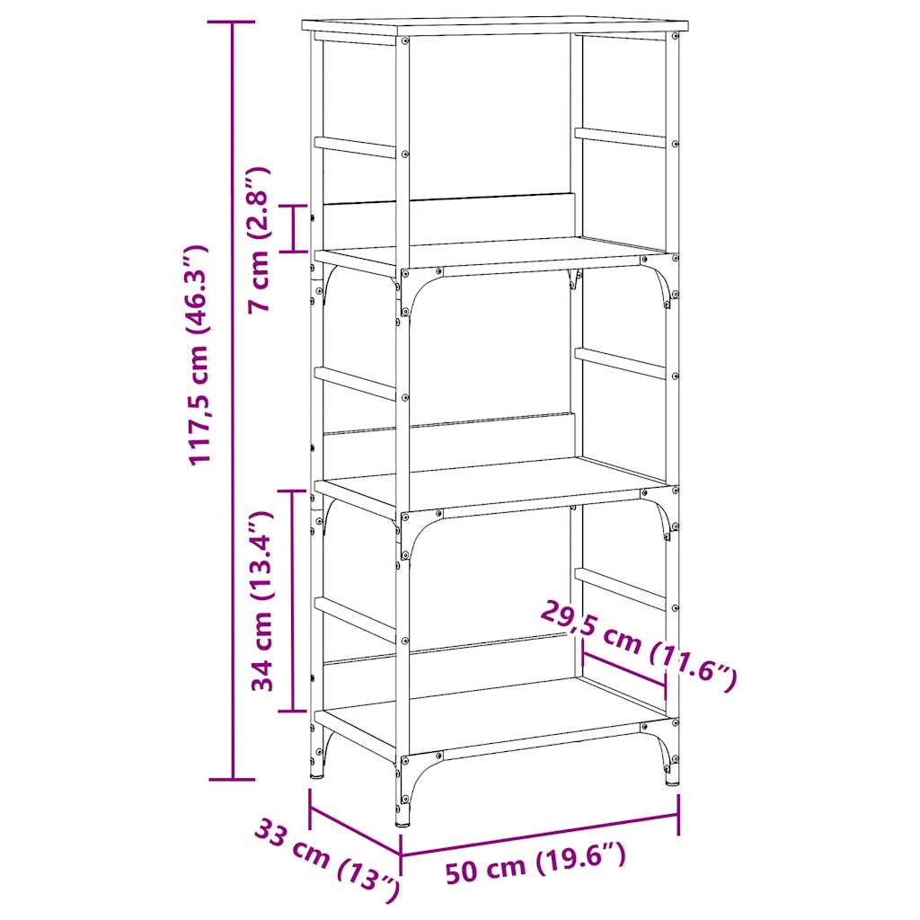 vidaXL Book Cabinet Artisan Oak 50x33x117.5 cm Engineered Wood
