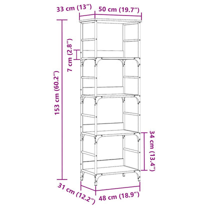 vidaXL Book Cabinet Old Wood 50x33x153 cm Engineered Wood