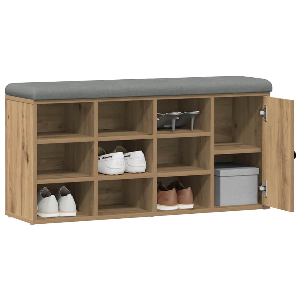vidaXL Shoe Bench Artisan Oak 102x32x50 cm Engineered Wood
