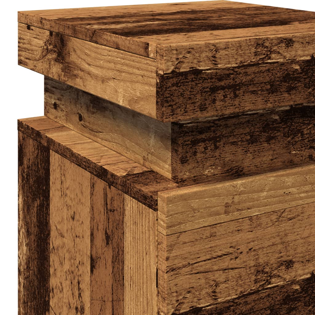 vidaXL Bedside Cabinets with LED 2 pcs Old Wood 35x39x55 cm