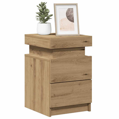 vidaXL Bedside Cabinet with LED Artisian Oak 35x39x55 cm