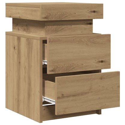 vidaXL Bedside Cabinet with LED Artisian Oak 35x39x55 cm