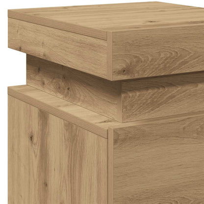 vidaXL Bedside Cabinet with LED Artisian Oak 35x39x55 cm